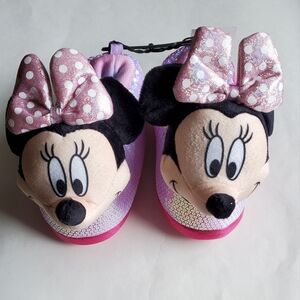 Minnie Mouse Sequin Slippers 9-10 New